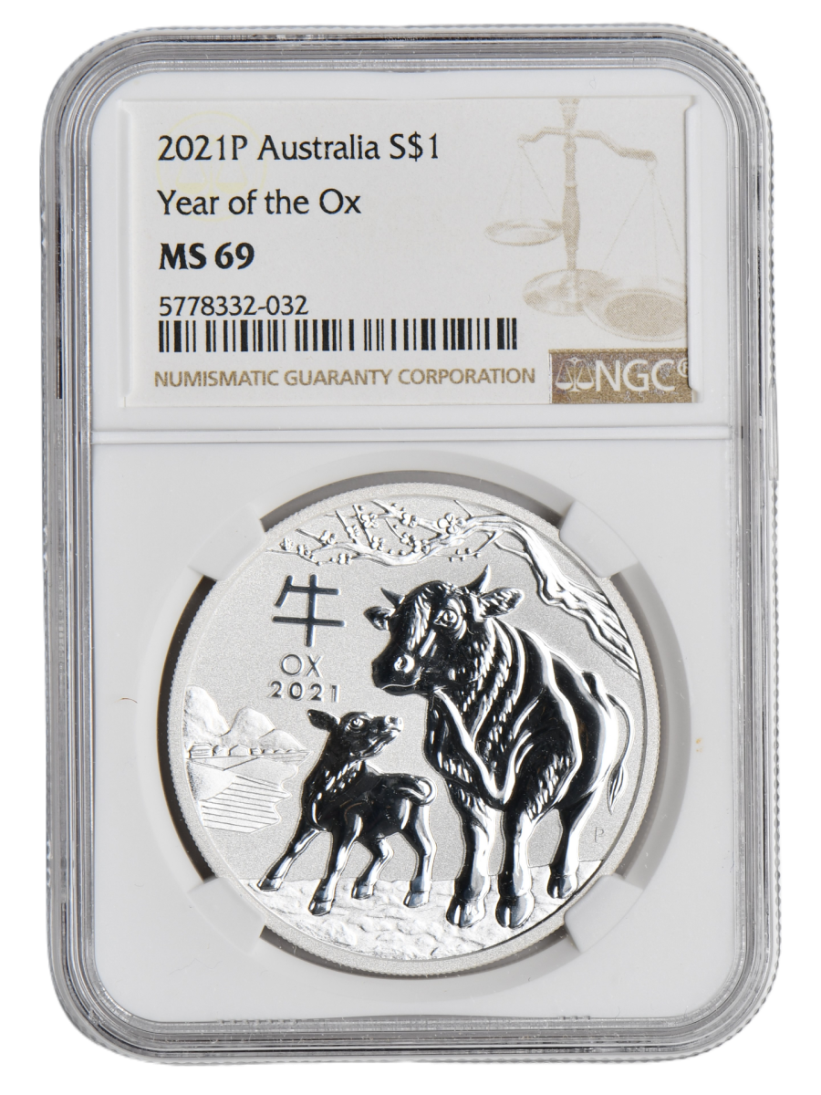 1 oz Ag - Lunar III - Rok Bawoła 2021 - NGC MS69