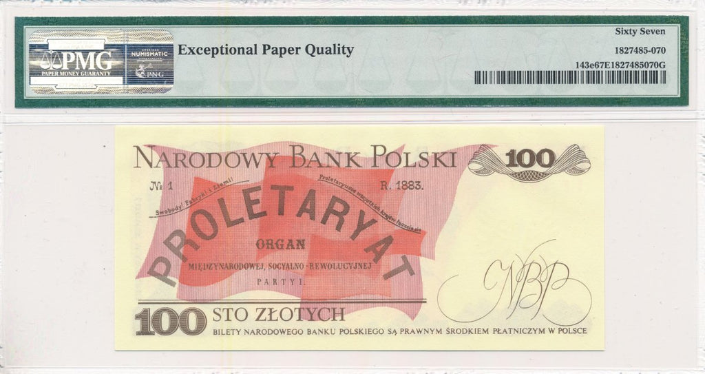 100 zł 1986 rok - seria SF - PMG 67 EPQ
