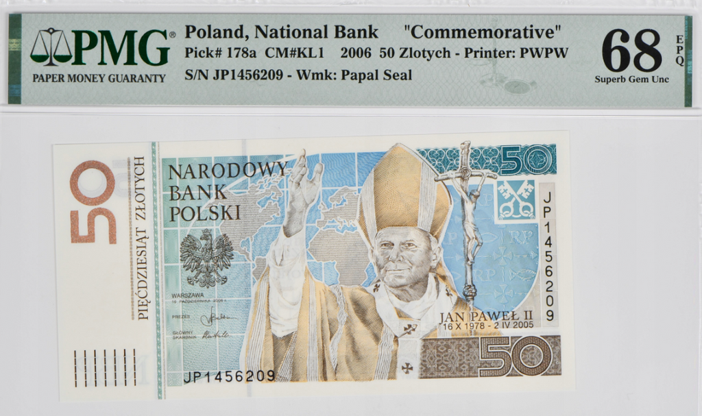 50 zł Jan Paweł II - 2006 rok - PMG 68 EPQ