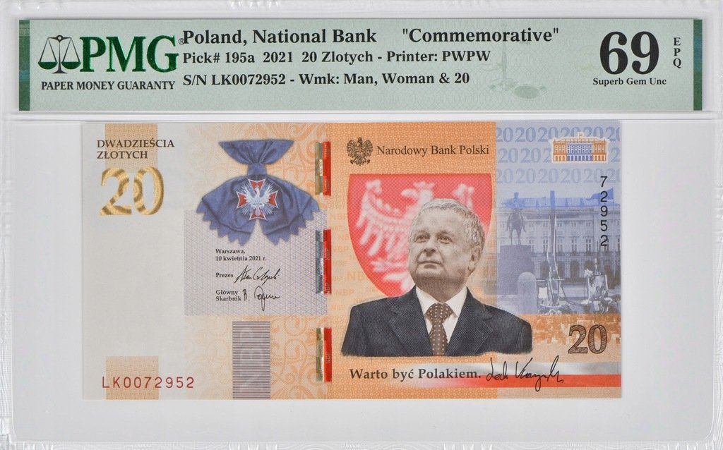 20 zł Lech Kaczyński - Warto być Polakiem - 2021 rok - PMG 69 EPQ