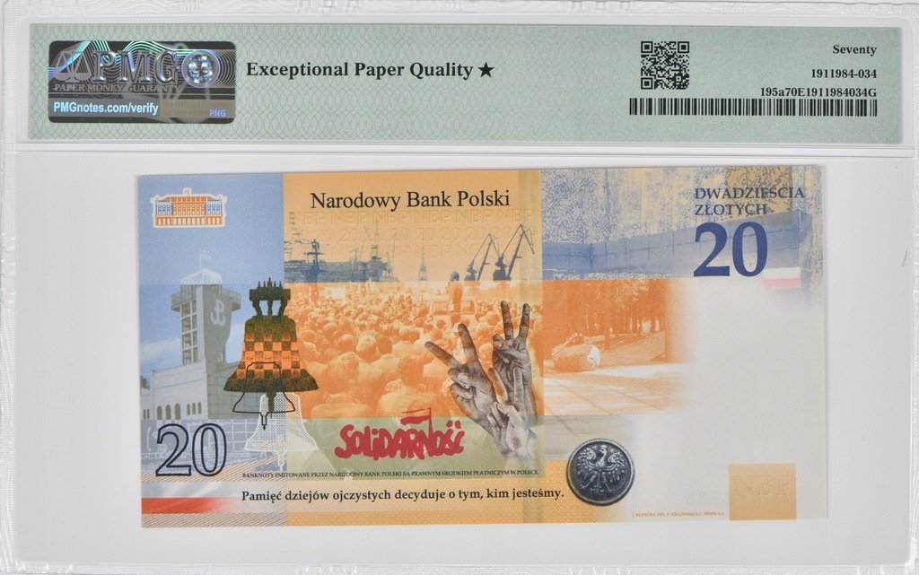 20 zł Lech Kaczyński - Warto być Polakiem - 2021 rok - PMG 70 EPQ